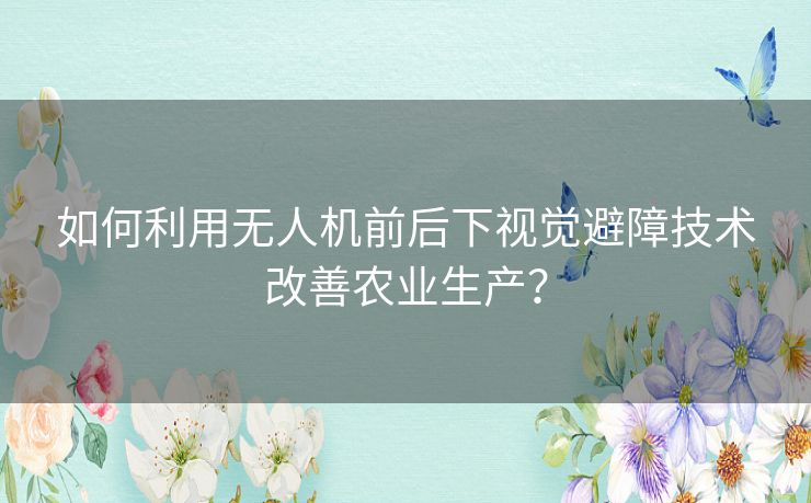 如何利用无人机前后下视觉避障技术改善农业生产? 如何利用无人机前后下视觉避障技术改善农业生产?