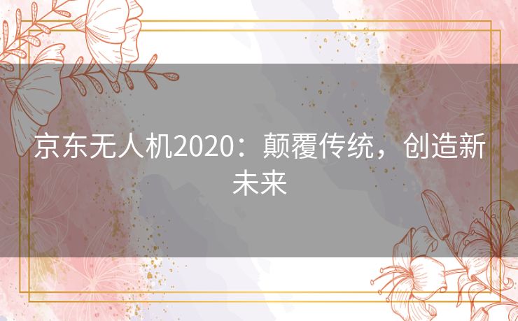 京东无人机2020:颠覆传统,创造新未来 京东无人机2020:颠覆传统,创造新未来