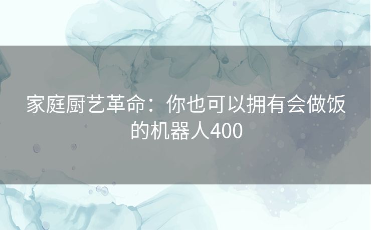 家庭厨艺革命:你也可以拥有会做饭的机器人400 家庭厨艺革命:你也可以拥有会做饭的机器人400
