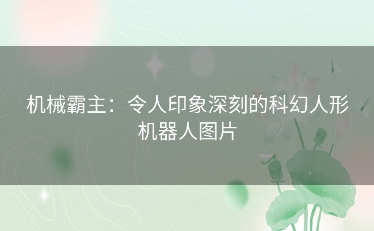 机械霸主:令人印象深刻的科幻人形机器人图片 机械霸主:令人印象深刻的科幻人形机器人图片