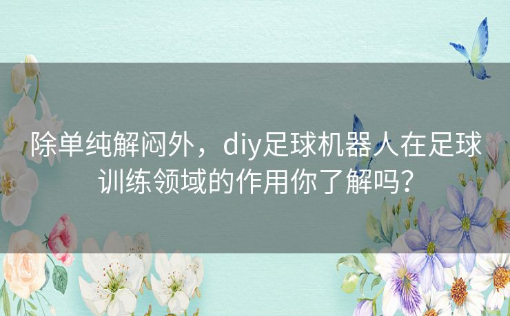 除单纯解闷外,diy足球机器人在足球训练领域的作用你了解吗? 除单纯解闷外,diy足球机器人在足球训练领域的作用你了解吗?