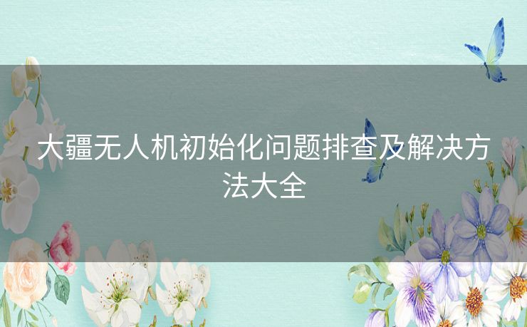 大疆无人机初始化问题排查及解决方法大全 大疆无人机初始化问题排查及解决方法大全