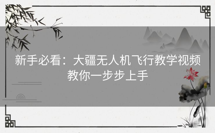 新手必看:大疆无人机飞行教学视频教你一步步上手 新手必看:大疆无人机飞行教学视频教你一步步上手