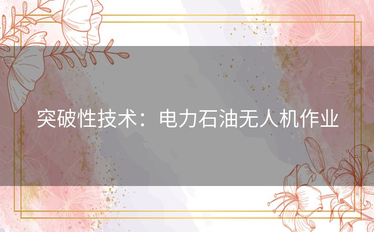 突破性技术:电力石油无人机作业 突破性技术:电力石油无人机作业