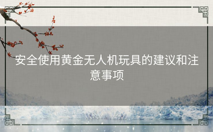 安全使用黄金无人机玩具的建议和注意事项 安全使用黄金无人机玩具的建议和注意事项
