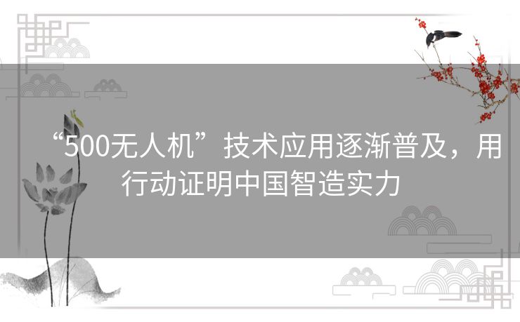 “500无人机”技术应用逐渐普及,用行动证明中国智造实力 “500无人机”技术应用逐渐普及,用行动证明中国智造实力