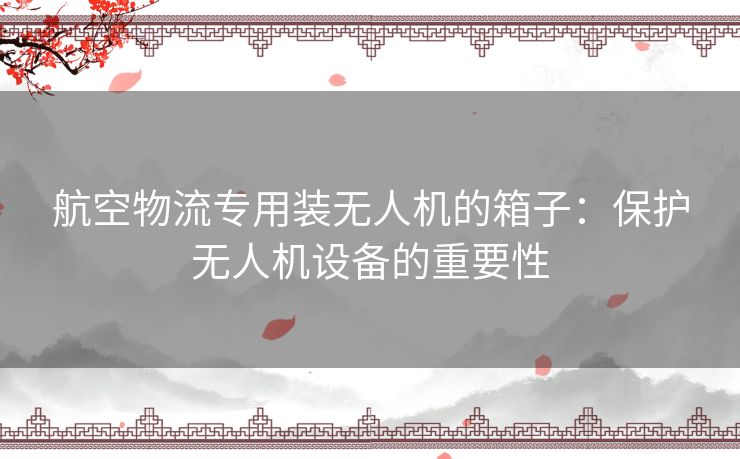 航空物流专用装无人机的箱子:保护无人机设备的重要性 航空物流专用装无人机的箱子:保护无人机设备的重要性