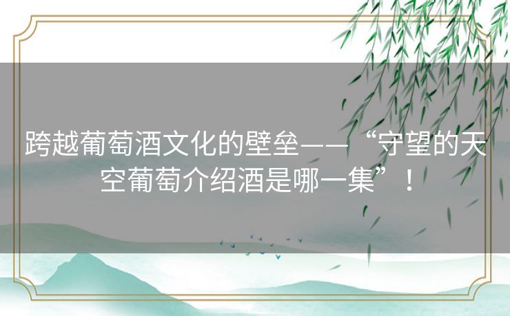 跨越葡萄酒文化的壁垒——“守望的天空葡萄介绍酒是哪一集”! 跨越葡萄酒文化的壁垒——“守望的天空葡萄介绍酒是哪一集”!