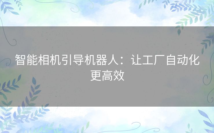 智能相机引导机器人:让工厂自动化更高效 智能相机引导机器人:让工厂自动化更高效