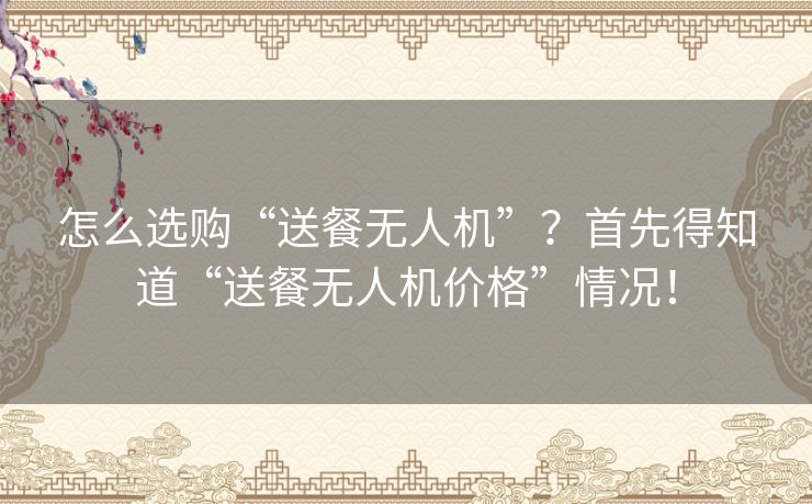 怎么选购“送餐无人机”?首先得知道“送餐无人机价格”情况! 怎么选购“送餐无人机”?首先得知道“送餐无人机价格”情况!