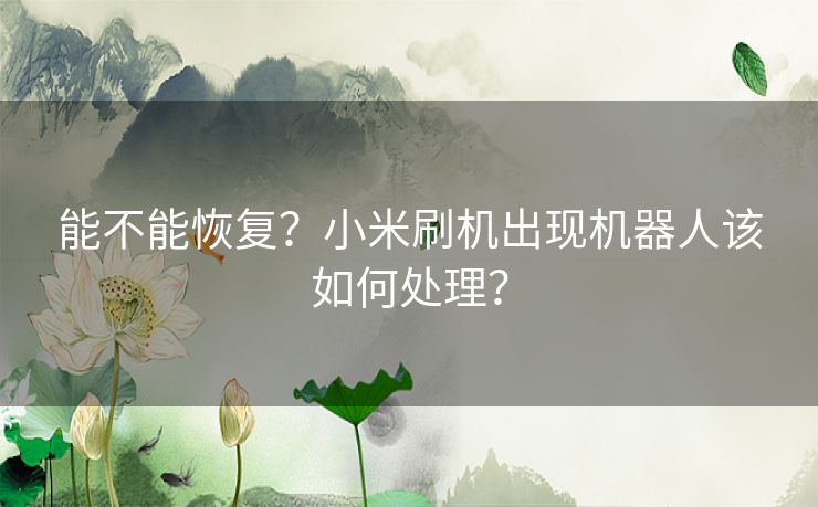 能不能恢复?小米刷机出现机器人该如何处理? 能不能恢复?小米刷机出现机器人该如何处理?