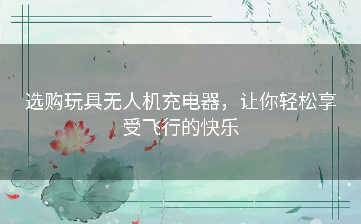 选购玩具无人机充电器,让你轻松享受飞行的快乐 选购玩具无人机充电器,让你轻松享受飞行的快乐