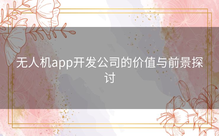 无人机app开发公司的价值与前景探讨 无人机app开发公司的价值与前景探讨