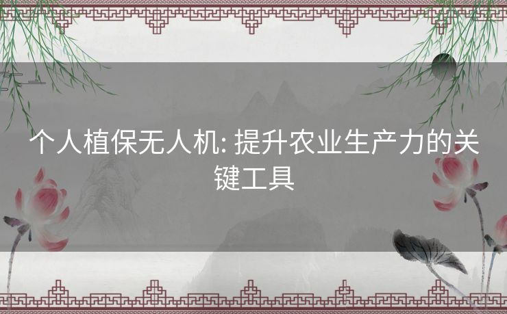 个人植保无人机: 提升农业生产力的关键工具 个人植保无人机: 提升农业生产力的关键工具