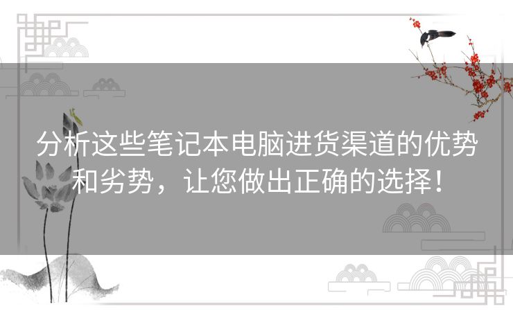 分析这些笔记本电脑进货渠道的优势和劣势,让您做出正确的选择! 分析这些笔记本电脑进货渠道的优势和劣势,让您做出正确的选择!