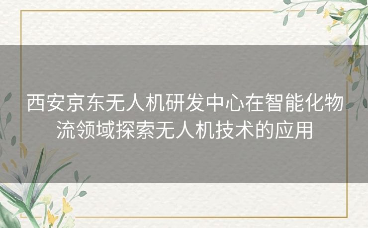 西安京东无人机研发中心在智能化物流领域探索无人机技术的应用