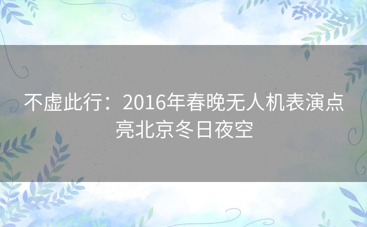 不虚此行:2016年春晚无人机表演点亮北京冬日夜空 不虚此行:2016年春晚无人机表演点亮北京冬日夜空