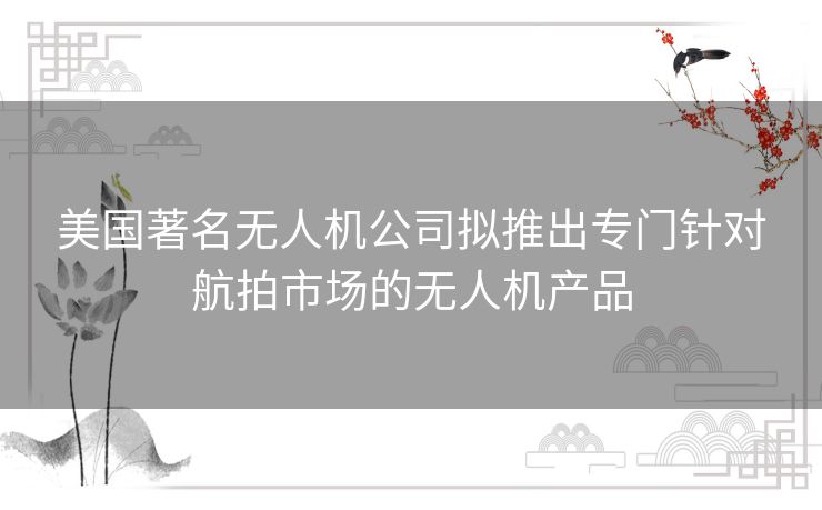 美国著名无人机公司拟推出专门针对航拍市场的无人机产品 美国著名无人机公司拟推出专门针对航拍市场的无人机产品