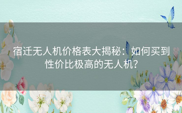 宿迁无人机价格表大揭秘:如何买到性价比极高的无人机? 宿迁无人机价格表大揭秘:如何买到性价比极高的无人机?