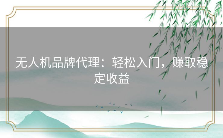 无人机品牌代理:轻松入门,赚取稳定收益 无人机品牌代理:轻松入门,赚取稳定收益