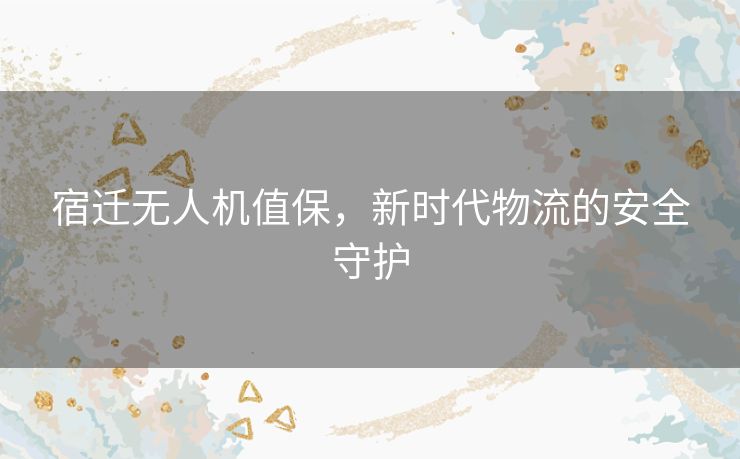 宿迁无人机值保,新时代物流的安全守护 宿迁无人机值保,新时代物流的安全守护
