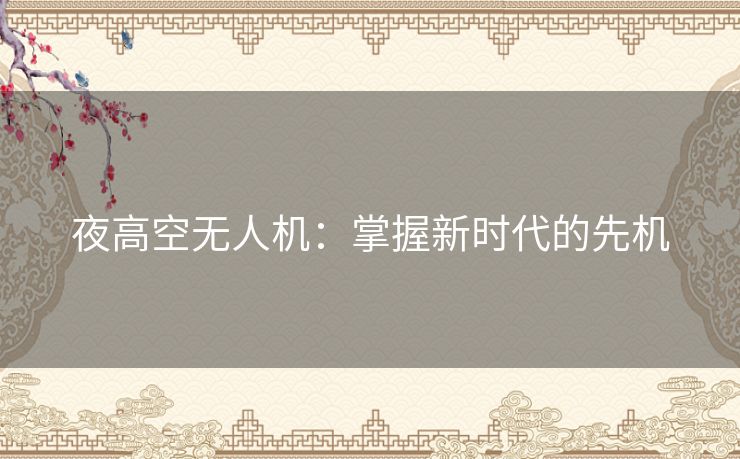 夜高空无人机:掌握新时代的先机 夜高空无人机:掌握新时代的先机