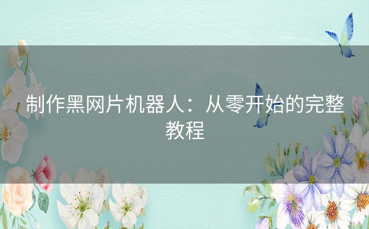 制作黑网片机器人:从零开始的完整教程 制作黑网片机器人:从零开始的完整教程