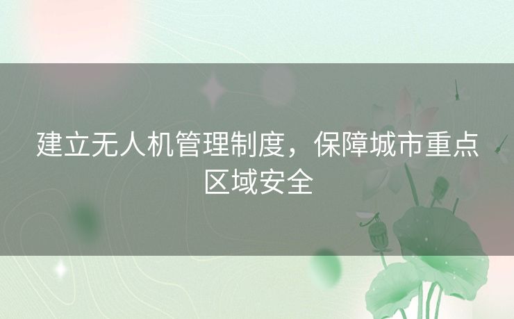 建立无人机管理制度,保障城市重点区域安全 建立无人机管理制度,保障城市重点区域安全
