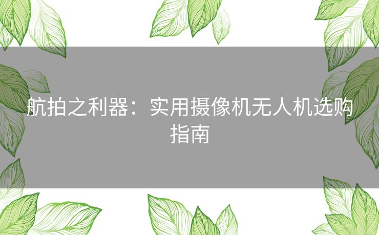 航拍之利器:实用摄像机无人机选购指南 航拍之利器:实用摄像机无人机选购指南