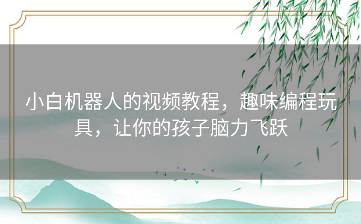 小白机器人的视频教程,趣味编程玩具,让你的孩子脑力飞跃 小白机器人的视频教程,趣味编程玩具,让你的孩子脑力飞跃