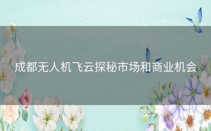 成都无人机飞云探秘市场和商业机会 成都无人机飞云探秘市场和商业机会