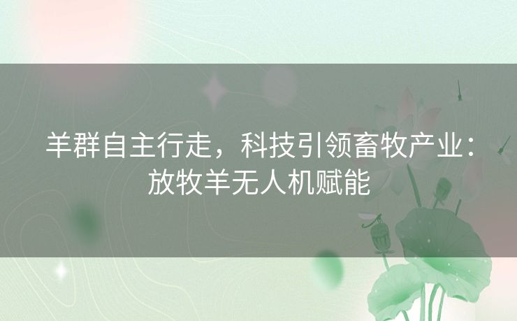 羊群自主行走,科技引领畜牧产业:放牧羊无人机赋能 羊群自主行走,科技引领畜牧产业:放牧羊无人机赋能