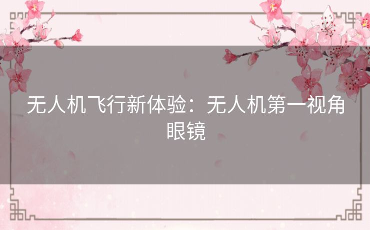 无人机飞行新体验:无人机第一视角眼镜 无人机飞行新体验:无人机第一视角眼镜