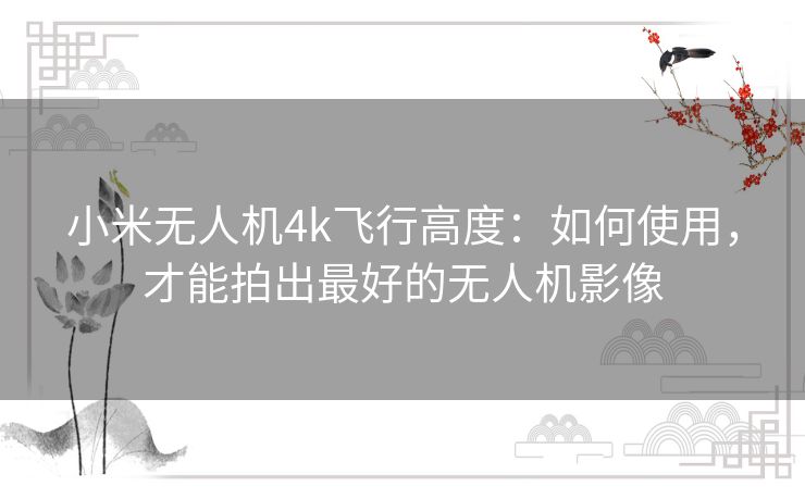 小米无人机4k飞行高度:如何使用,才能拍出最好的无人机影像 小米无人机4k飞行高度:如何使用,才能拍出最好的无人机影像