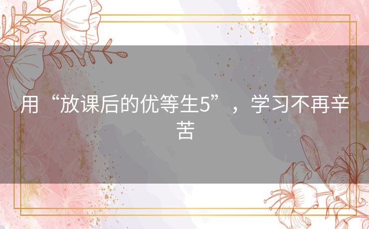 用“放课后的优等生5”,学习不再辛苦 用“放课后的优等生5”,学习不再辛苦