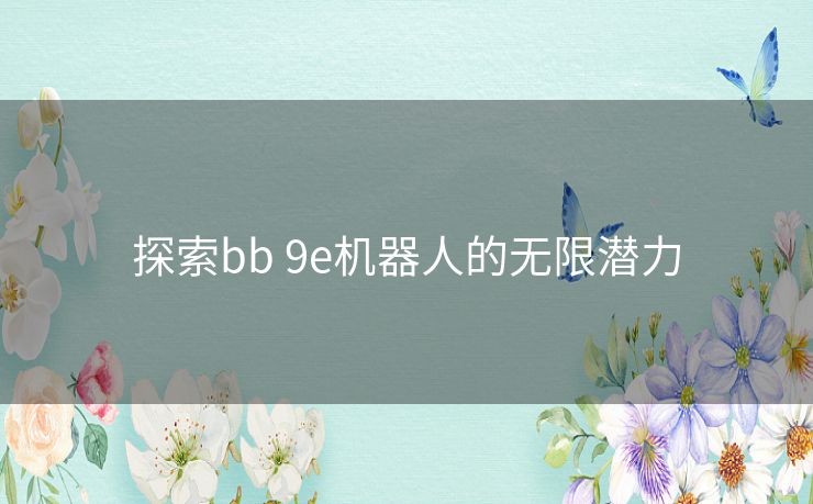 探索bb 9e机器人的无限潜力 探索bb 9e机器人的无限潜力