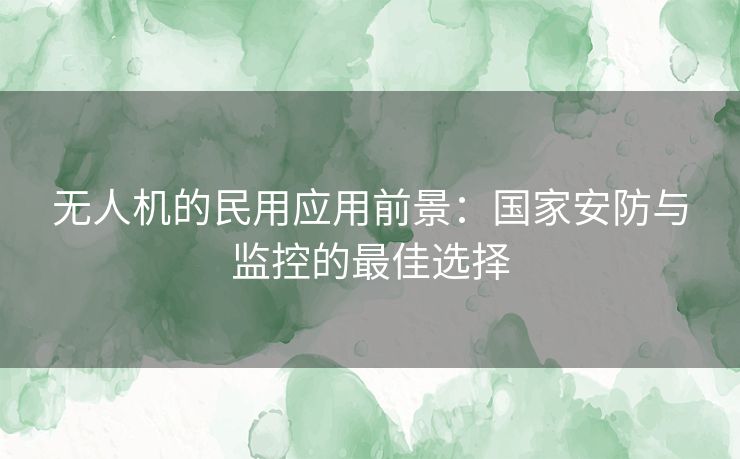 无人机的民用应用前景:国家安防与监控的最佳选择 无人机的民用应用前景:国家安防与监控的最佳选择