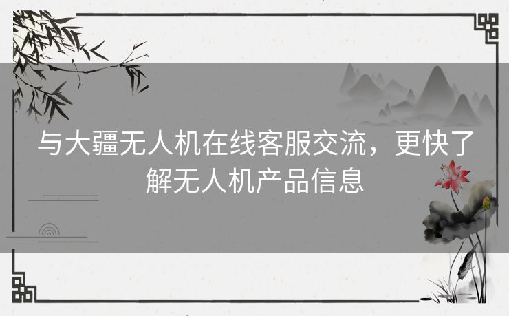 与大疆无人机在线客服交流，更快了解无人机产品信息