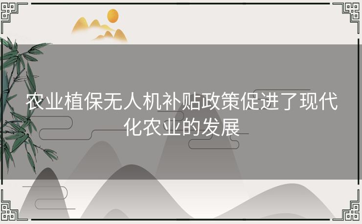 农业植保无人机补贴政策促进了现代化农业的发展