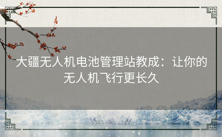 大疆无人机电池管理站教成:让你的无人机飞行更长久 大疆无人机电池管理站教成:让你的无人机飞行更长久
