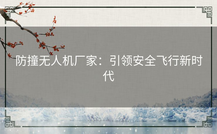 防撞无人机厂家:引领安全飞行新时代 防撞无人机厂家:引领安全飞行新时代