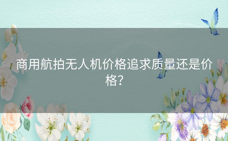 商用航拍无人机价格追求质量还是价格? 商用航拍无人机价格追求质量还是价格?