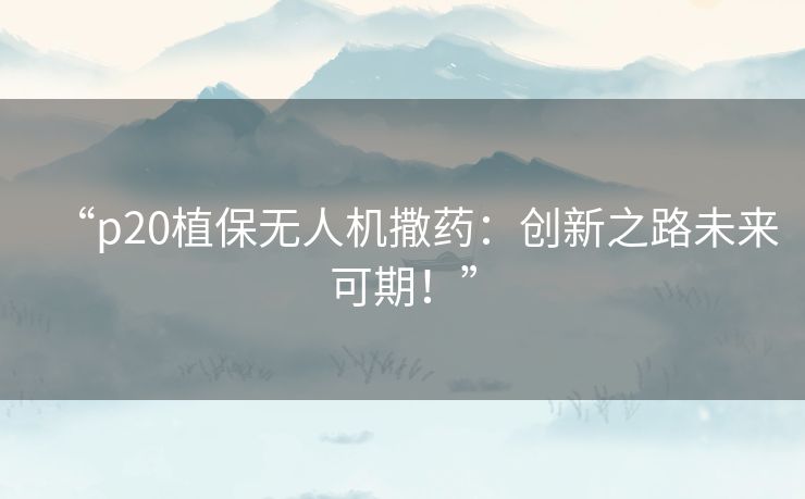 “p20植保无人机撒药:创新之路未来可期!” “p20植保无人机撒药:创新之路未来可期!”