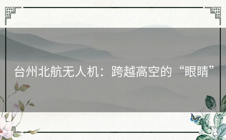 台州北航无人机:跨越高空的“眼睛” 台州北航无人机:跨越高空的“眼睛”