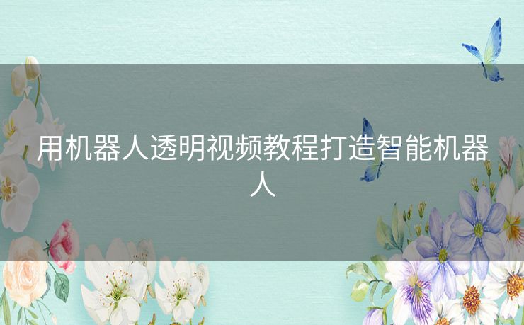 用机器人透明视频教程打造智能机器人 用机器人透明视频教程打造智能机器人