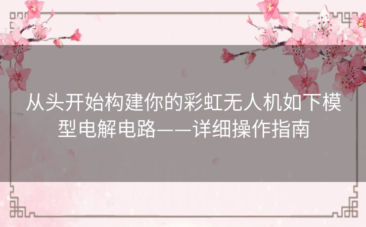 从头开始构建你的彩虹无人机如下模型电解电路——详细操作指南