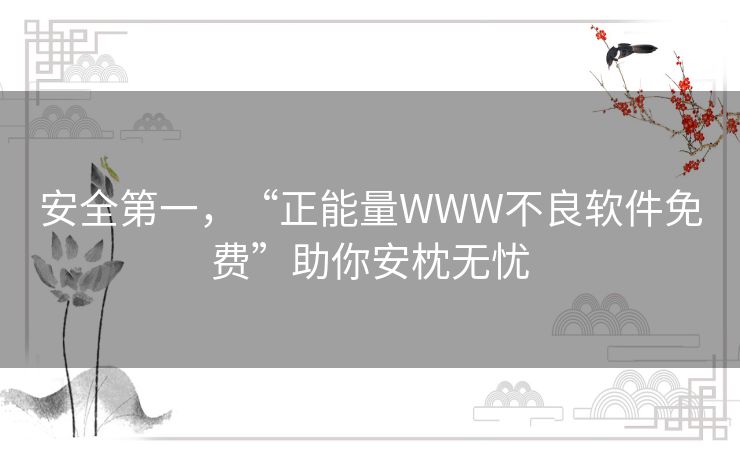 安全第一，“正能量WWW不良软件免费”助你安枕无忧