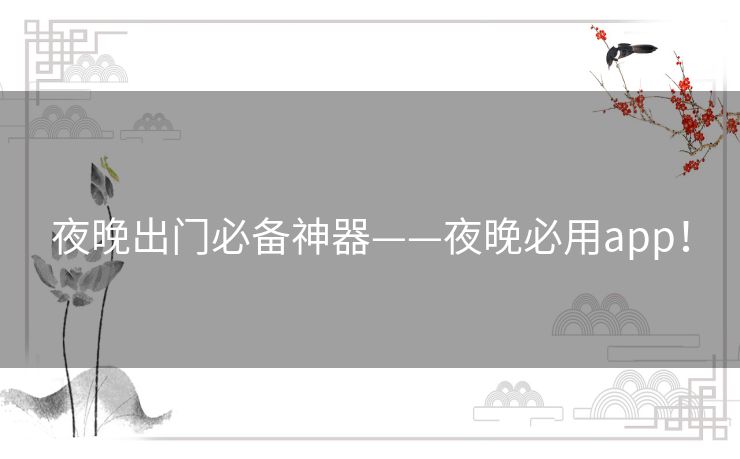 夜晚出门必备神器——夜晚必用app！
