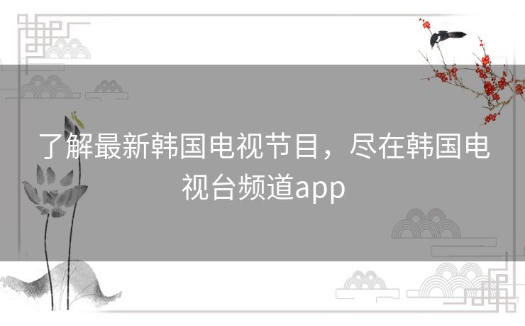 了解最新韩国电视节目，尽在韩国电视台频道app