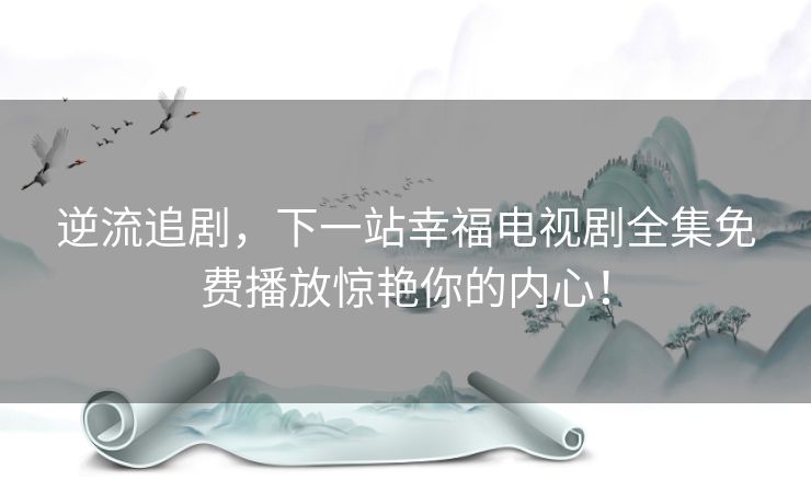 逆流追剧，下一站幸福电视剧全集免费播放惊艳你的内心！